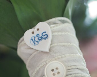 Something Blue Wedding Bouquet Charm - Bride to be Gift - Wedding Charm - Wedding Button - Personalised Button - Bouquet button