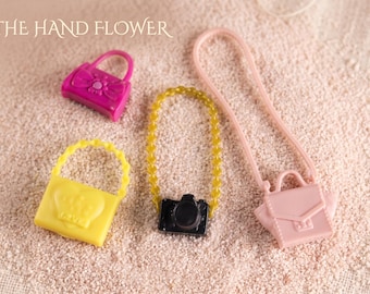 Miniature Fashion Doll Accessory Set - Tiny Handbag and Retro Camera for 1/6 Scale Dolls, Dollhouse Miniature Accessories
