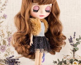 Brown Faux Fur Vest for 12" Neo Blythe, Licca & Azone Pure Neemo S | Winter Warm Sleeveless Coat Doll Clothes | Miniature Waistcoat