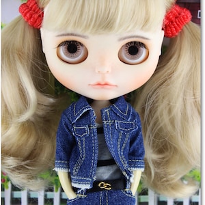 3 pieces Jeans Denim Blythe clothes set for Blythe doll