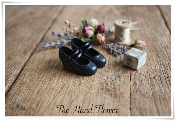 Wedge Mary Jane Shoes for Neo Blythe, Licca, Azone S - Black - 1/8 Doll Footwear