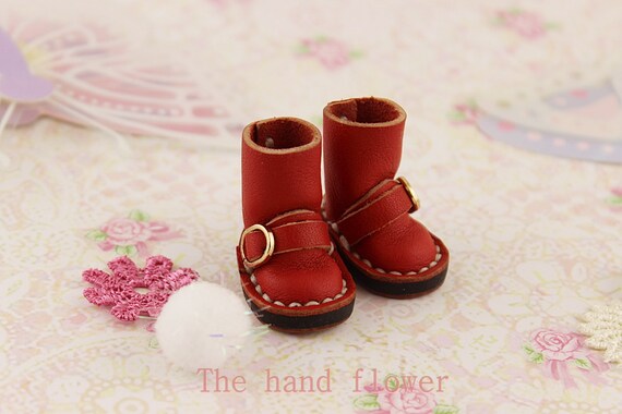 Blythe jointed body Boots leather Shoes Pure Neemo Shoes Boots red leather Boots