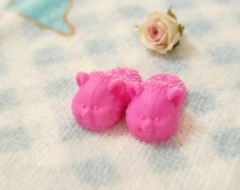 Vintage Pink Bear Slippers for Fashion Dolls, Cute Animal Doll Shoes, Miniature Dollhouse Accessories, Collector Item