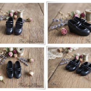 Wedge Mary Jane Shoes for Neo Blythe, Licca, Azone S - Black - 1/8 Doll Footwear image 2