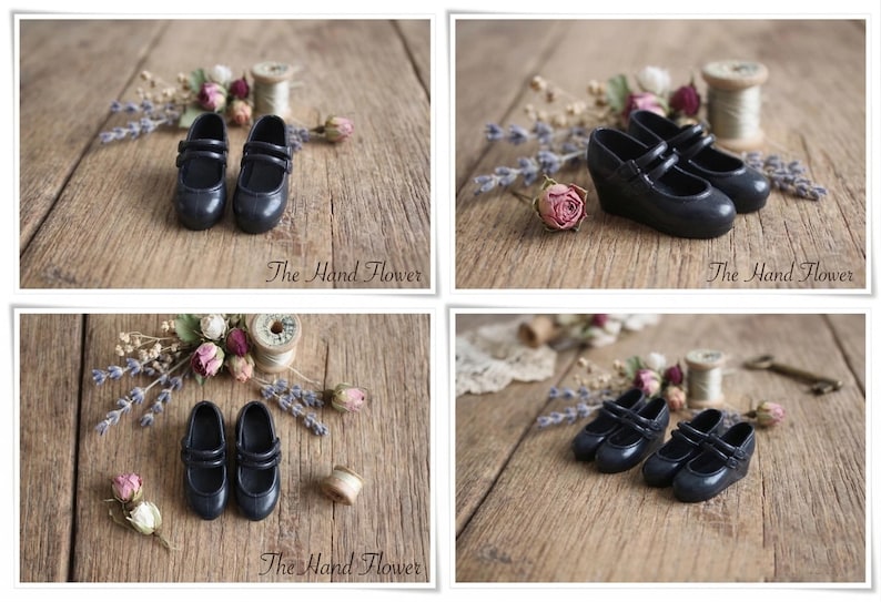 Wedge Mary Jane Shoes for Neo Blythe, Licca, Azone S - Black - 1/8 Doll Footwear image 2