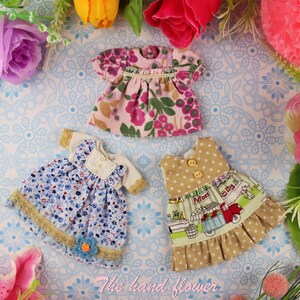 Clearance Sale Very cute lot 3 pieces dresses clothes outfit  for Blythe dolls and similar.
