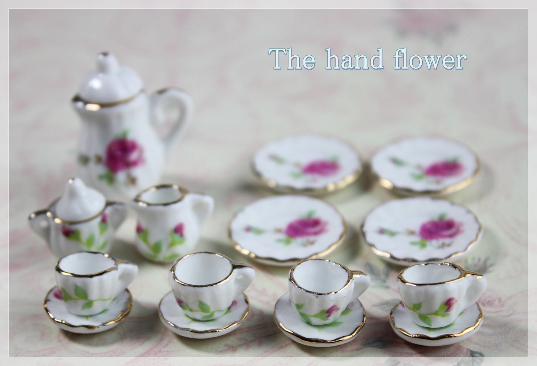 Odoria 1/6 Scale Miniature Porcelain Tea Set 8Pcs Dollhouse Accessories, Pink, Décor - Canada Odoria 1/6 Scale Miniature Porcelain Tea Set 8Pcs Dollhouse Accessories, Pink, Décor - Canada