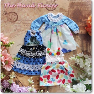 Clearance Sale Very cute lot 3 pieces dresses clothes outfit  for Blythe dolls and similar.