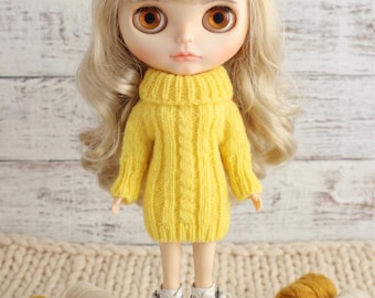 Blythe Yellow Sweater , Blythe Winter Sweater, Blythe Winter collar sweater