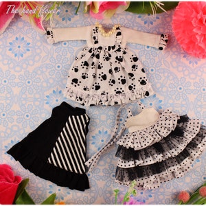 Clearance Sale Very cute lot 3 pieces dresses clothes outfit  for Blythe dolls and similar.