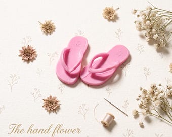 Pink Flip Flops for Licca and Barbie Dolls, 2cm Foot Size Doll Shoes, Miniature PVC Sandals, Cute Summer Accessory