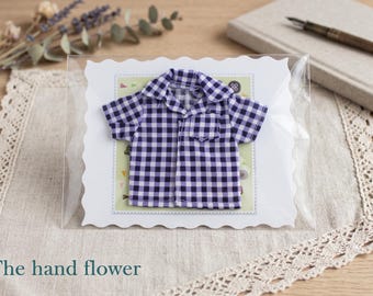 Blue and White Gingham Shirt for Neo Blythe, Licca, and Azone Pure Neemo S, Miniature Blue Checked Top, 1/6 Scale Doll Clothes
