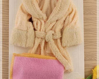 Blythe Bath Robe clothes doll Bathrobe and small soft towel
