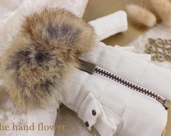 Blythe Thicken Winter Furs Collar Wool Coat  Parka Long Overcoat Jacket Outwear