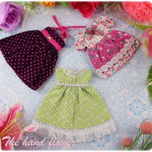Clearance Sale Very cute lot 3 pieces dresses clothes outfit  for Blythe dolls and similar.