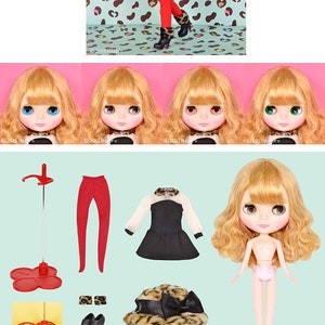 Original Neo Blythe Doll Shoes: Leopard Sass Black Heels with Red Soles | 12" Blythe Accessories | The hand flower image 9