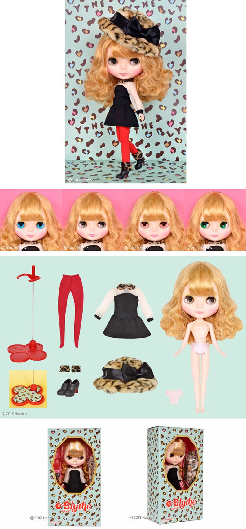 Original Neo Blythe Doll Shoes: Leopard Sass Black Heels with Red Soles | 12" Blythe Accessories | The hand flower image 9