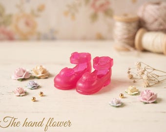 Translucent Pink Heart Shoes for 8" Middie Blythe Doll | Cute Mary Jane Accessories