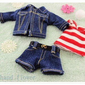 3 pieces Blythe Jeans  Denim Blythe clothes set for Blythe doll