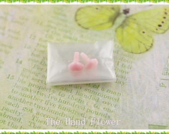 May include: Two small pink heart-shaped charms on a white background. The charms are made of a smooth, glossy material and have a delicate, feminine look.