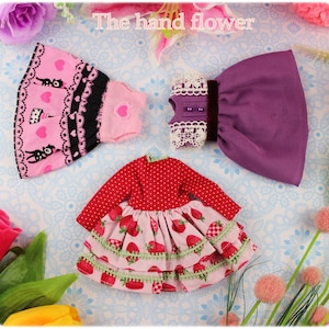 Clearance Sale Very cute lot 3 pieces dresses clothes outfit  for Blythe dolls and similar.