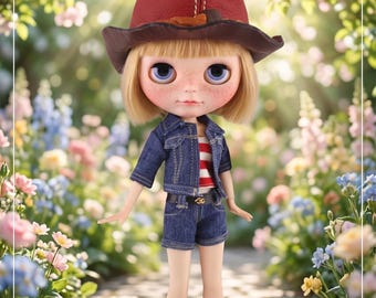 3-częściowy zestaw ubrań Blythe Jeans Denim Blythe dla lalki Blythe