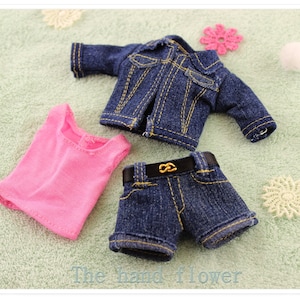 3 pieces Jeans  Denim Blythe clothes set for Blythe doll