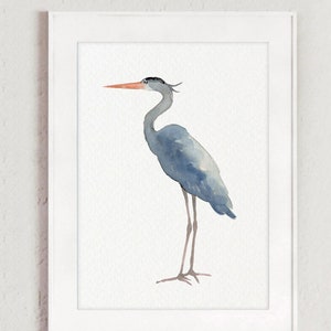 Decoración de pared de garzas, decoración del hogar con garzas, arte de pared de garzas, pintura de garzas azules, impresión de garzas, impresión de aves del lago de la gran garza azul