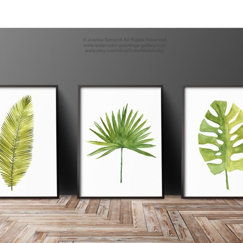 Watercolor Green Leaves Living Room Decor Kitchen Decor - Etsy Canada
