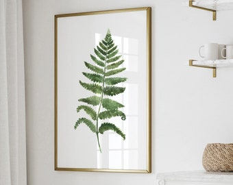 Fern Artwork, Green Wall Decor, Fern Canvas Print, Botanical Wall Art, Extra Large Kitchen Poster Minimalist Home Decor Abstract Leaf