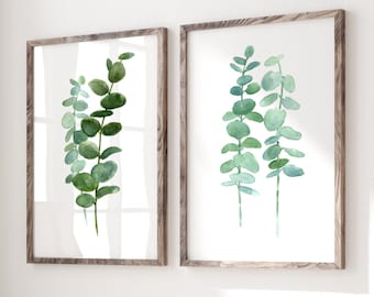 Green Eucalyptus Print, Eucalyptus set of 2 Extra Large Prints, Botanical Art Print, Eucalyptus Wall Decor, Eucalyptus Wall Art