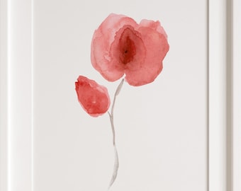 Red Rose Watercolor Painting | Romantic Floral Art Print | Sophisticated Wall Art for Bedroom Intimate Spaces | Valentine's Day Gift for Him