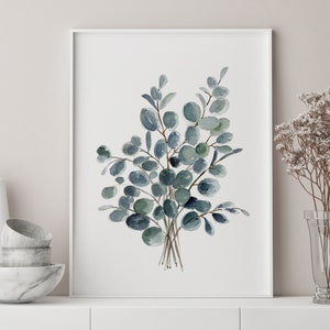 Eucalyptus Bundle, Eucalyptus Watercolor Painting, Eucalyptus Art Print, Eucalyptus Bundle, Green Eucalyptus Plant