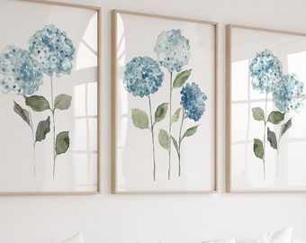 Hydrangea Wall Art, Hydrangea Extra Large Flower set of 3