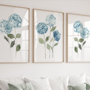 Hydrangea Wall Art, Hydrangea Extra Large Flower set of 3