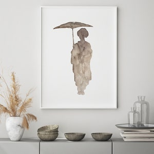 Geisha Art Decor, Woman Print, Geisha Wall Art, Geisha PAinting, Abstract Figurine, Modern Wall Decor, Minimalist Wall Art, Living Room Art
