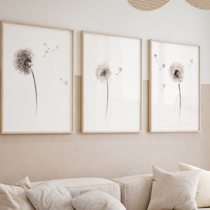 Dandelion Wall Art, Dandelion Gifts, Dandelion Art Print, Dandelion Wall Decor, Dandelion Flower, set of 3 Dandelion Wall Hanging Painting