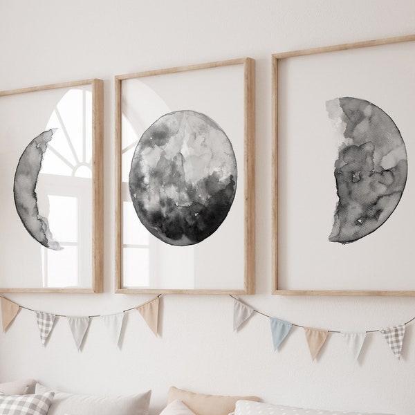 Black and White Moon Wall Art - Etsy