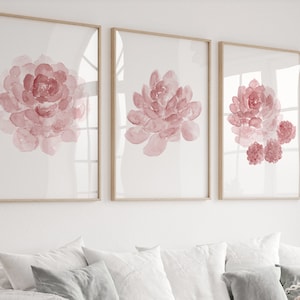 Sukkulenten Malerei, 3er Set Extra Große Kunstwerke, Minimalistische Botanische Blume Wohnzimmer Dekor, Modernes Poster Abstrakte Wand Kunst Druck