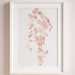 Blush Pink Watercolor Ivy Art Print Signed by Joanna Szmerdt | Nursery Wall Art for Girls | Baby Name Gift Idea | Minimalist Floral Decor