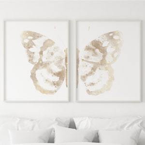 Butterfly Art Print, Butterfly Wall Art, Butterfly Ornament, Beige Nursery Wall Decor, Butterfly set of 2, Butterfly Poster Nursery Decor