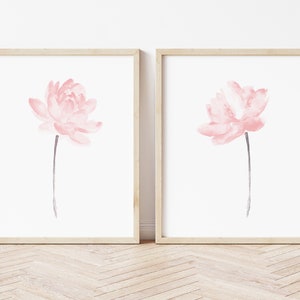 Arte de pared con diseño de loto y ángel, flor rosa ruborizada, decoración de pared para habitación infantil, juego de 2
