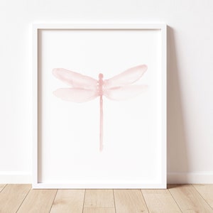 Dragonfly Wall Art, Dragonfly Painting, Blush Pink Decor, Abstract Art Print, Minimalist Dragonfly Wall Decor, Pastel Nursery Print