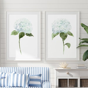 Hydrangea Wall Art, Hydrangea Art Print, Hydrangea Centerpiece, Hydrangea Wall Decor, Blue Hydrangea Flower, Floral Wall Decor Flowers set 2
