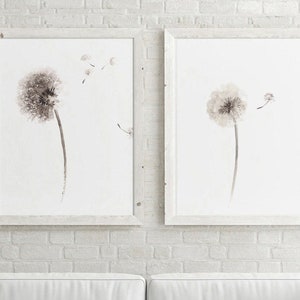 Set of 2 Dandelion Prints, Dandelion Print, Flower Painting