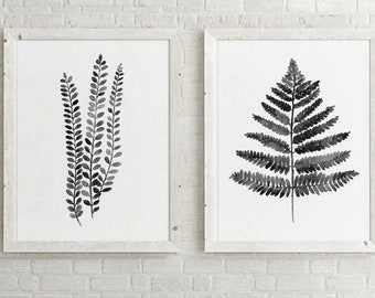 Canvas Leaf Fern set of 2