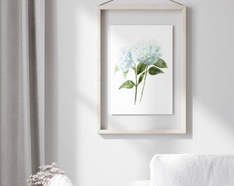 Hydrangea Print Wall Art, Blue Hydrangea Centerpiece, Hydrangea Wall Gallery, Hydrangea Print, Blue Green Hydrangea Blossom FlowerPainting