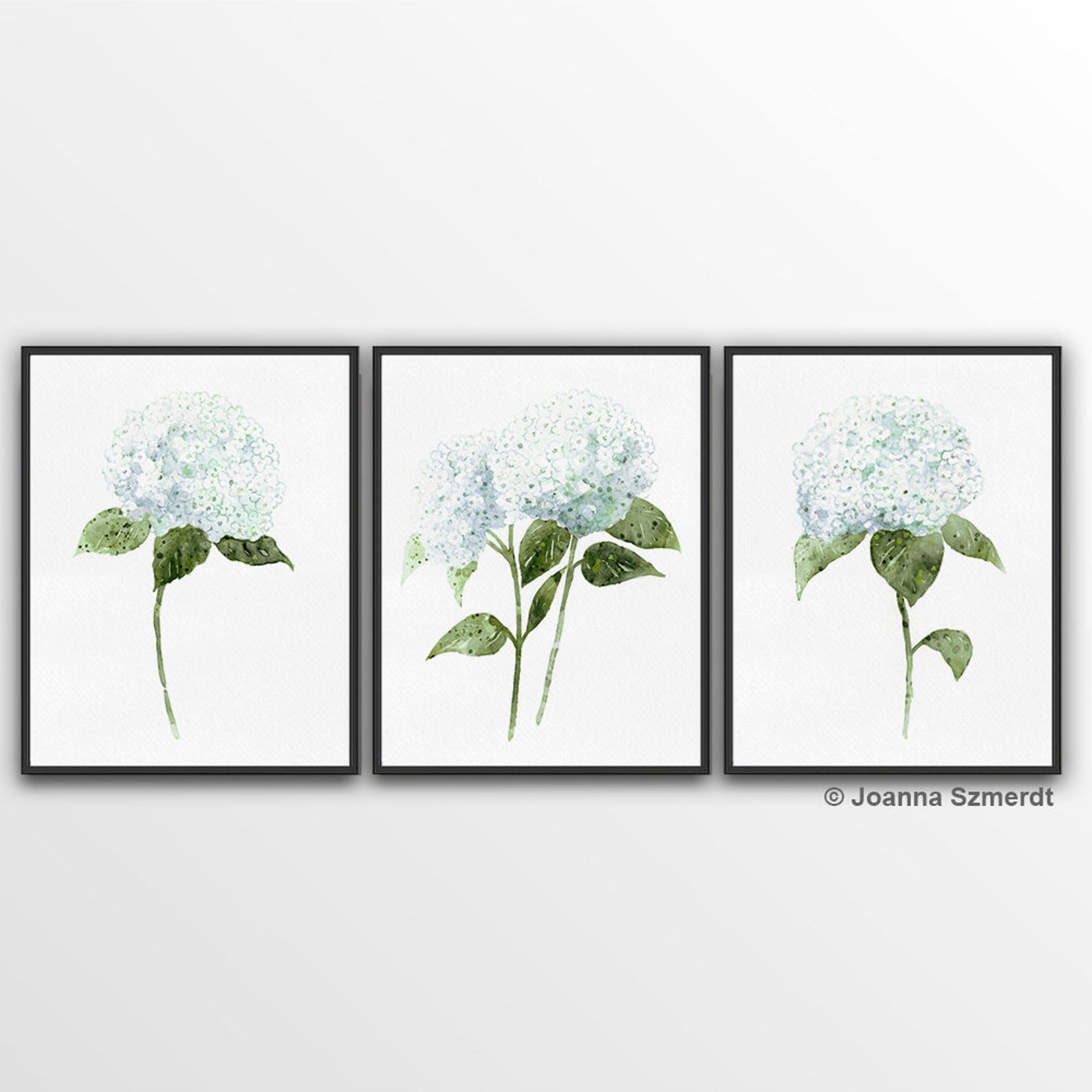 Hydrangea Painting Hydrangea Art Print 3 Piece Wall Art Etsy
