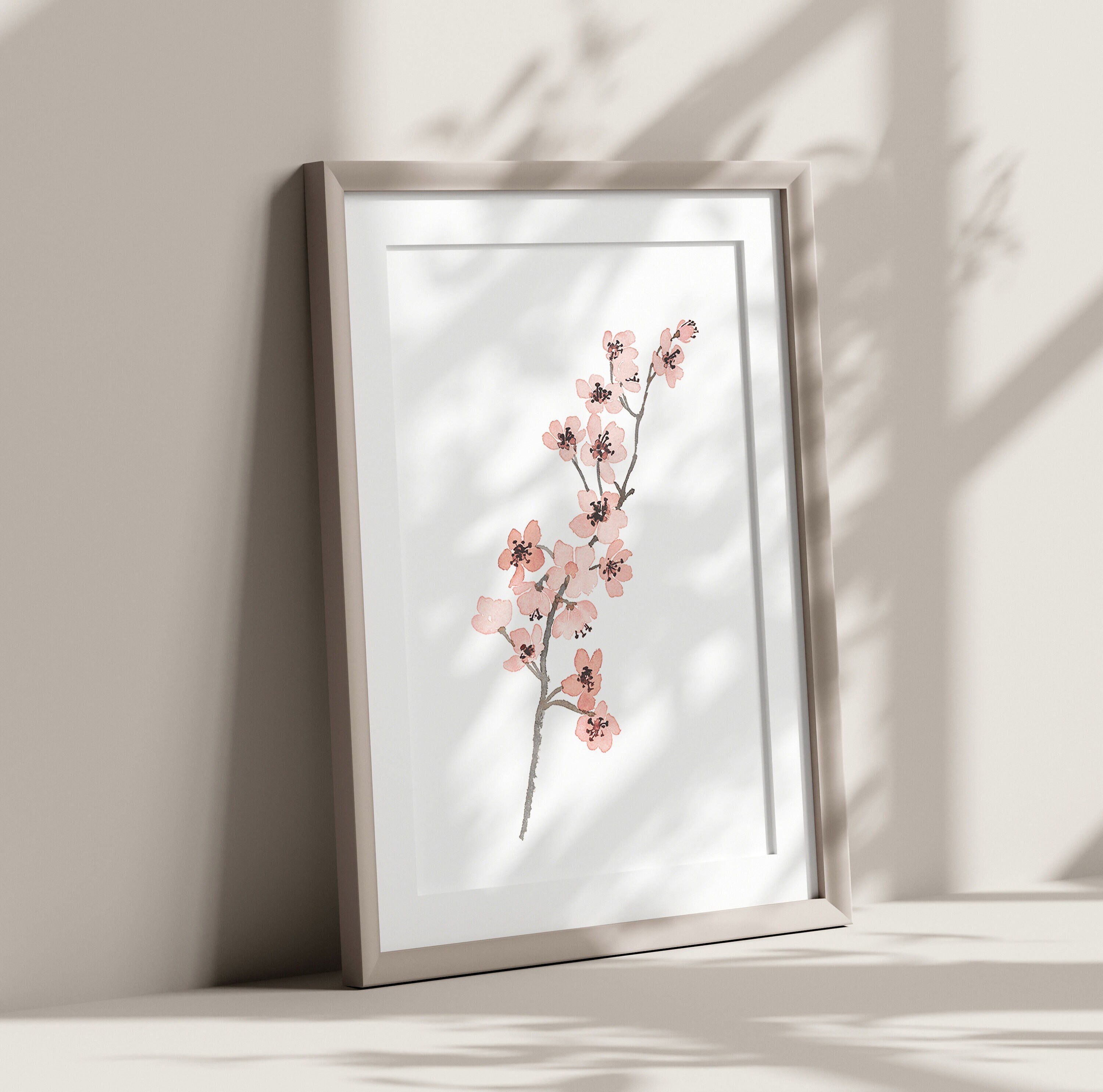 Cherry Blossom Watercolor Art Print: Blush Pink Floral Wall Decor - Etsy
