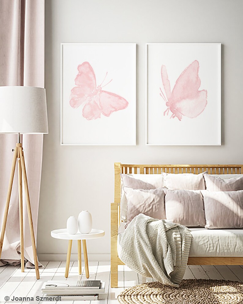 Butterfly Art Print Butterflies Wall Art Pink Bedroom Decor Etsy